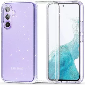   Samsung Galaxy S23 FE SM-S711, Műanyag hátlap védőtok + szilikon keret, csillogó hátlap, FlexAir Hybrid Glitter, átlátszó