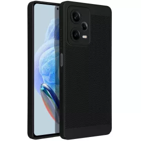   Samsung Galaxy A55 5G SM-A556B, Műanyag hátlap védőtok, légáteresztő, lyukacsos minta, Breezy, fekete