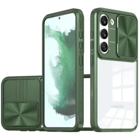   Samsung Galaxy S24 Ultra SM-S928, Műanyag hátlap + szilikon keret, átlátszó akril hátlap, kamera védelem, Wooze Trendy, zöld
