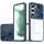 Samsung Galaxy A32 5G SM-A326B, Műanyag hátlap + szilikon keret, átlátszó akril hátlap, kamera védelem, Wooze Trendy, sötétkék