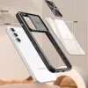 Samsung Galaxy A32 5G SM-A326B, Műanyag hátlap + szilikon keret, átlátszó akril hátlap, kamera védelem, Wooze Trendy, sötétkék