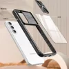 Samsung Galaxy A12 / A12 Nacho / M12 SM-A125F / A127F / M127F, Műanyag hátlap + szilikon keret, átlátszó akril hátlap, kamera védelem, Wooze Trendy, fekete