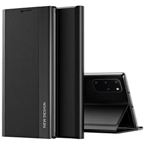   Apple iPhone 16 Pro, Oldalra nyíló tok, stand, Wooze Silver Line, fekete