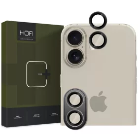   Apple iPhone 16 / 16 Plus, Kamera lencsevédő fólia, ütésálló fólia, Tempered Glass (edzett üveg), alumínium keret, Camring Pro Plus, fekete