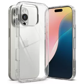  Apple iPhone 16 Pro, Műanyag hátlap + szilikon keret, közepesen ütésálló, Ringke Fusion, átlátszó