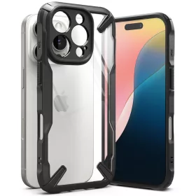   Apple iPhone 16 Pro Max, Műanyag hátlap + szilikon keret, közepesen ütésálló, Ringke Fusion X, átlátszó/fekete