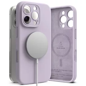   Apple iPhone 16 Pro Max, Szilikon tok, mikrofiber belső, közepesen ütésálló, Magsafe kompatibilis, Ringke Silicone Magnetic, lila