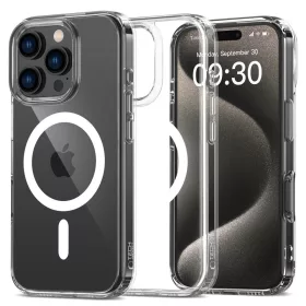   Apple iPhone 16 Pro Max, Műanyag hátlap védőtok + szilikon keret, Magsafe töltővel kompatibilis, FlexAir Hybrid Magsafe, átlátszó