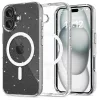 Apple iPhone 16, Műanyag hátlap védőtok + szilikon keret, Magsafe töltővel kompatibilis, csillogó hátlap, FlexAir Hybrid Magsafe Glitter, átlátszó