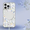 Apple iPhone 16 Pro, Műanyag hátlap védőtok + szilikon keret, Magsafe töltővel kompatibilis, tavaszi virág minta, Magmood Magsafe Spring Flowers, mintás/átlátszó