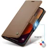 Samsung Galaxy A25 5G SM-A256B, Oldalra nyíló tok, stand, kártyatartóval, RFID technológiával, Wooze CaseME, barna