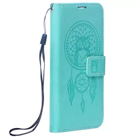   Samsung Galaxy A16 4G / A16 5G SM-A165F / A166B, Oldalra nyíló tok, kártyatartóval, kézpánttal, Álomfogó minta, Mezzo Book, mintás/zöld