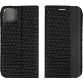   Samsung Galaxy A16 4G / A16 5G SM-A165F / A166B, Oldalra nyíló tok, stand, kártyatartóval, textil minta, Sensitive Book, fekete
