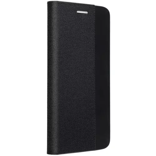 Samsung Galaxy A16 4G / A16 5G SM-A165F / A166B, Oldalra nyíló tok, stand, kártyatartóval, textil minta, Sensitive Book, fekete