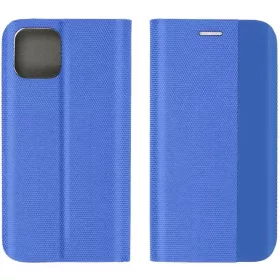   Samsung Galaxy A16 4G / A16 5G SM-A165F / A166B, Oldalra nyíló tok, stand, kártyatartóval, textil minta, Sensitive Book, kék