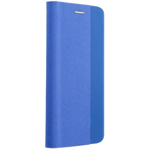 Samsung Galaxy A16 4G / A16 5G SM-A165F / A166B, Oldalra nyíló tok, stand, kártyatartóval, textil minta, Sensitive Book, kék