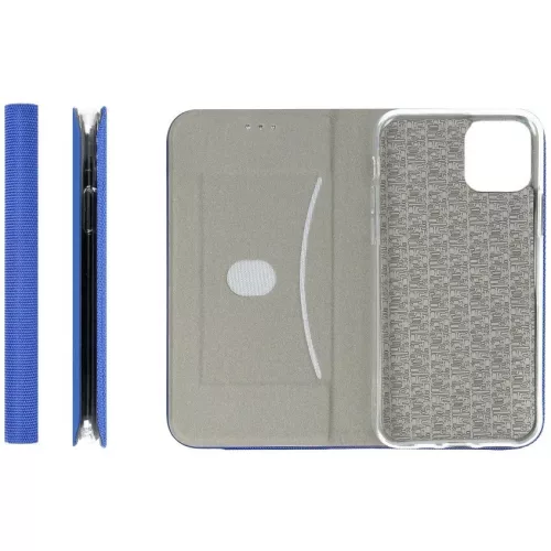 Samsung Galaxy A16 4G / A16 5G SM-A165F / A166B, Oldalra nyíló tok, stand, kártyatartóval, textil minta, Sensitive Book, kék