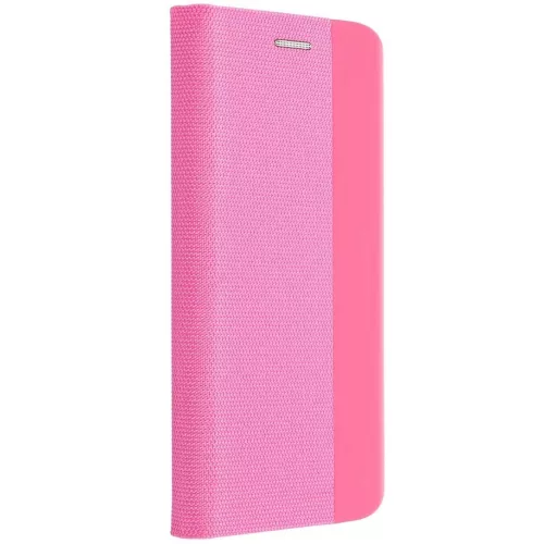Samsung Galaxy A16 4G / A16 5G SM-A165F / A166B, Oldalra nyíló tok, stand, kártyatartóval, textil minta, Sensitive Book, rózsaszín
