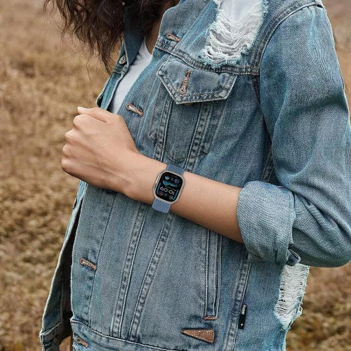 Apple Watch 4-6, SE, SE (2022), SE (2025) (38 / 40 mm) / Watch 7-9 (41 mm) / Watch 10-11 (42 mm), textíl pótszíj, nylon, állítható, légáteresztő, TP Nylon, krém
