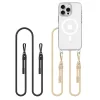 Apple iPhone 16 Pro, Szilikon védőkeret + műanyag hátlap, nyakbaakasztó, Magsafe töltővel kompatibilis, FlexAir Chain Magsafe, átlátszó (fekete, beige)