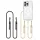 Apple iPhone 16 Pro, Szilikon védőkeret + műanyag hátlap, nyakbaakasztó, Magsafe töltővel kompatibilis, FlexAir Chain Magsafe, átlátszó (fekete, beige)