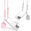 Apple iPhone 16 Pro, Szilikon védőkeret + műanyag hátlap, nyakbaakasztó, Magsafe töltővel kompatibilis, FlexAir Chain Magsafe, átlátszó (szürke, rózsaszín)