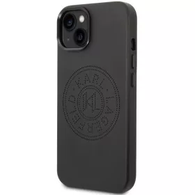   Apple iPhone 14 Plus, Műanyag hátlap védőtok + szilikon keret, bőrhatású hátlap, Karl Lagerfeld logo minta, Karl Lagerfeld Leather Perforated Logo, fekete