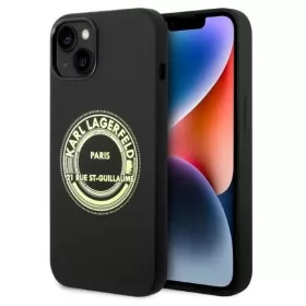   Apple iPhone 14 Plus, Szilikon tok, Paris minta, Karl Lagerfeld Silicone RSG, fekete