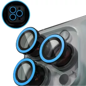   Apple iPhone 16 Pro / 16 Pro Max, Kamera lencsevédő fólia, ütésálló fólia, Tempered Glass (edzett üveg), sötétben világít, Xprotector Luminous, kék