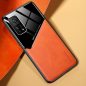 Xiaomi Redmi 10X 5G / 10X Pro 5G, Szilikon tok, bőr és plexi hátlap, közepesen ütésálló, mágneses tartóval kompatibilis, Wooze Texture, narancssárga