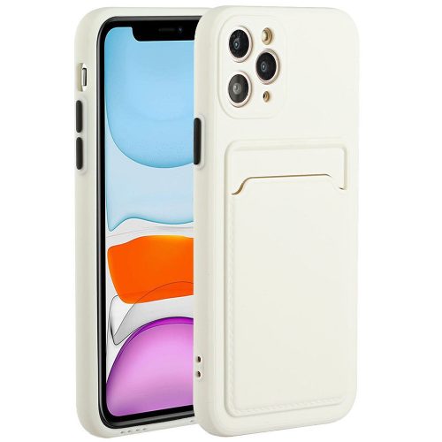 Samsung Galaxy A20 / A30 SM-A205F / A305F, Szilikon tok, kártyatartóval, Wooze Card Slot, fehér