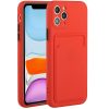 Xiaomi Redmi 9, Szilikon tok, kártyatartóval, Wooze Card Slot, piros