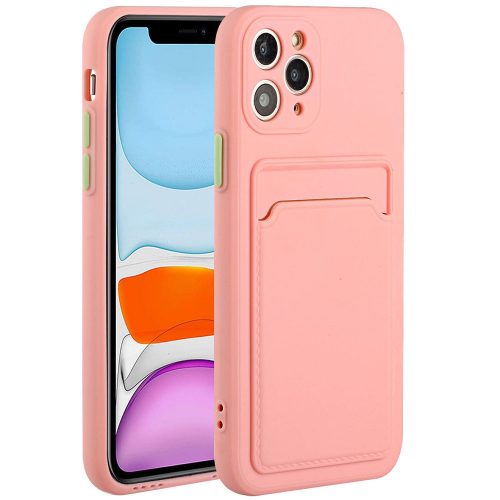 Xiaomi Redmi K30 / K30 5G / Poco X2, Szilikon tok, kártyatartóval, Wooze Card Slot, rózsaszín