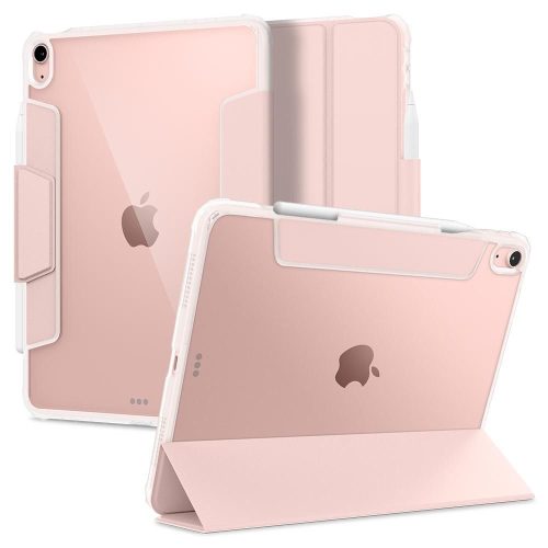 Apple iPad Air (2020 / 2022) / iPad Air 11 (2024 / 2025), mappa tok, légpárnás sarok, közepesen ütésálló, Apple Pencil tartóval, Smart Case, Spigen Ultra Hybrid Pro, átlátszó/vörösarany