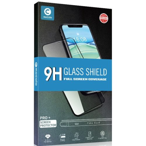 OnePlus Nord N100, Kijelzővédő fólia, ütésálló fólia (az íves részre is!), Tempered Glass (edzett üveg), Full Glue, Mocolo, fekete