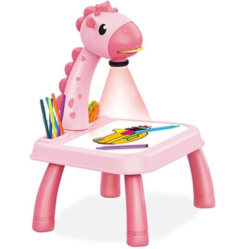 Projektoros készségfejlesztő rajztábla és asztal, gyerekeknek, zsiráf, Wooze Magic Draw, rózsaszín (sérült csomagolás)
