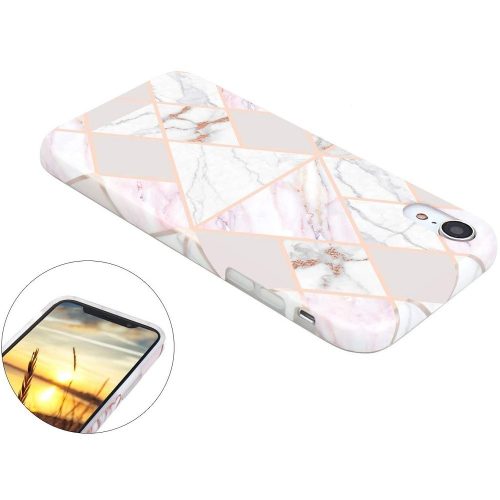 Apple iPhone 11 Pro Max, Szilikon tok, sokszöges márvány minta, Wooze Geometric Marble, színes/fehér