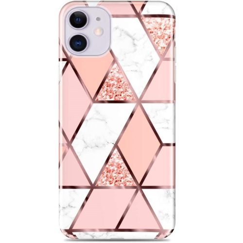 Apple iPhone 6 Plus / 6S Plus, Szilikon tok, sokszöges márvány minta, Wooze Geometric Marble, színes/rózsaszín