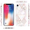 Apple iPhone XR, Szilikon tok, sokszöges márvány minta, Wooze Geometric Marble, színes/fehér