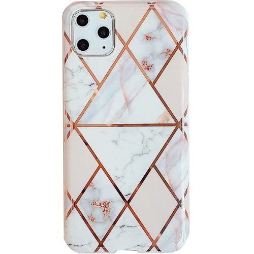 Huawei P40, Szilikon tok, sokszöges márvány minta, Wooze Geometric Marble, színes/fehér