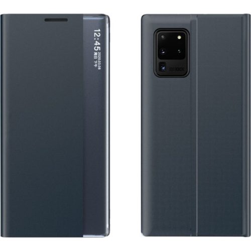 Xiaomi Redmi Note 9T 5G, Oldalra nyíló tok, stand, hívás mutatóval, vékony csíkban, Wooze Look Inside, sötétkék