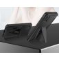 Samsung Galaxy A01 SM-A015F, Műanyag hátlap védőtok szilikon belső, közepesen ütésálló, kitámasztóval, Wooze Supportive Care, fekete
