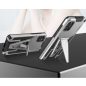 Samsung Galaxy A02 SM-A022F, Műanyag hátlap védőtok szilikon belső, közepesen ütésálló, kitámasztóval, Wooze Supportive Care, ezüst