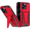 Xiaomi Redmi Note 9 5G, Műanyag hátlap védőtok szilikon belső, közepesen ütésálló, kitámasztóval, Wooze Supportive Care, piros