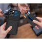 Apple iPhone 12 Pro, Műanyag hátlap védőtok szilikon belső, közepesen ütésálló, kitámasztóval, kártyatartóval, Wooze Transformer, fekete/zöld