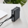 Hálózati töltő adapter + külső akkumulátor, 10000 mAh, 20W, USB aljzat, USB Type-C aljzat, beépített USB Type-C és Lightning kábellel, Vezeték nélküli töltővel, LED kijelzővel, Forcell, fekete