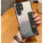 Apple iPhone X / XS, Szilikon tok, közepesen ütésálló, kézpánttal, színátmenetes, csillogó minta, Wooze Strap Star, mintás/fekete