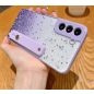 Apple iPhone X / XS, Szilikon tok, közepesen ütésálló, kézpánttal, színátmenetes, csillogó minta, Wooze Strap Star, mintás/lila