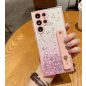 Samsung Galaxy A03 Core SM-A032F, Szilikon tok, közepesen ütésálló, kézpánttal, színátmenetes, csillogó minta, Wooze Strap Star, mintás/rózsaszín