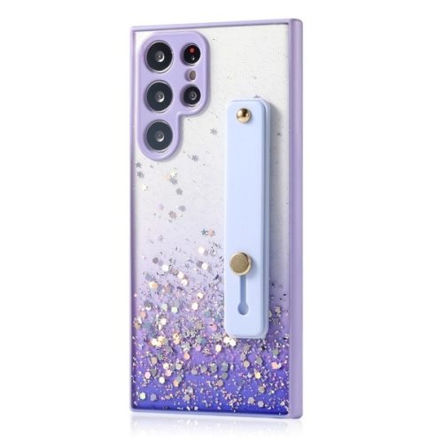 Xiaomi Redmi 9C / 9C NFC, Szilikon tok, közepesen ütésálló, kézpánttal, színátmenetes, csillogó minta, Wooze Strap Star, mintás/lila